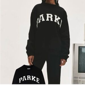 PARKE Black and White Varsity Mock Neck Sweatshirt S/M *SOLD OUT COLOR*